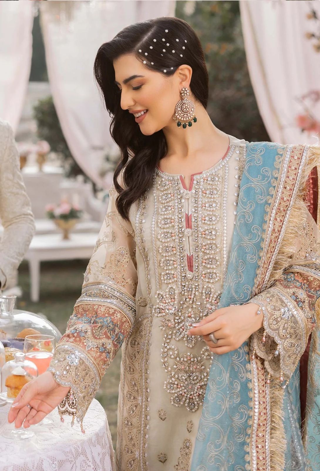3 Piece Luxury Embroidered Organza Suit with Net Dupatta