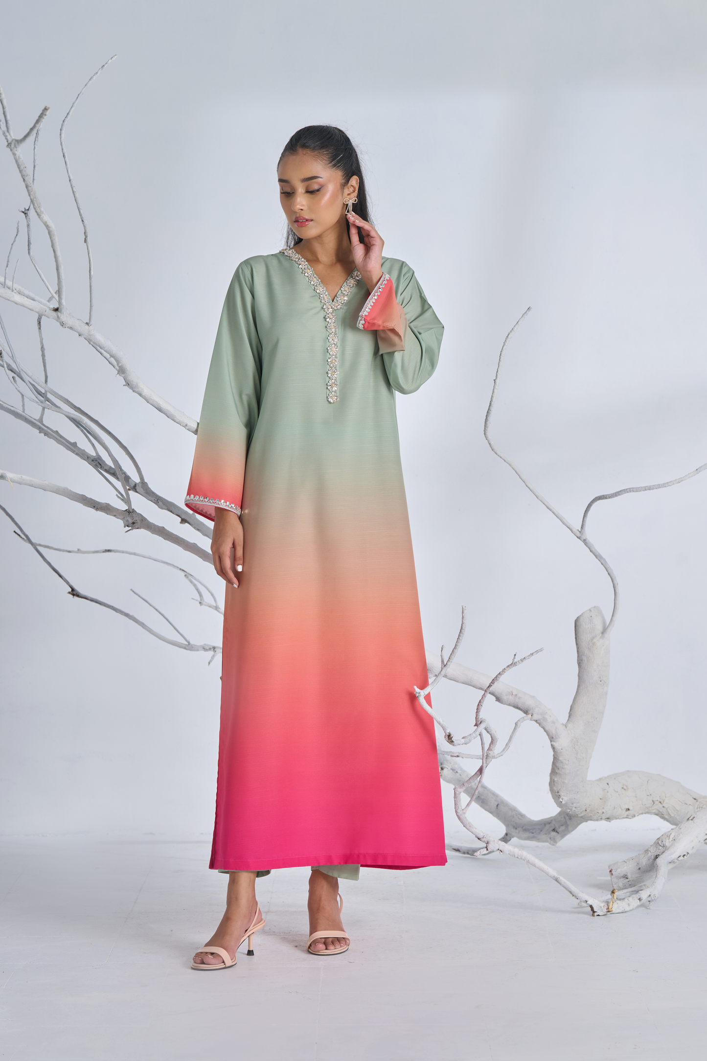 3-Piece Digital Print Silk Suit