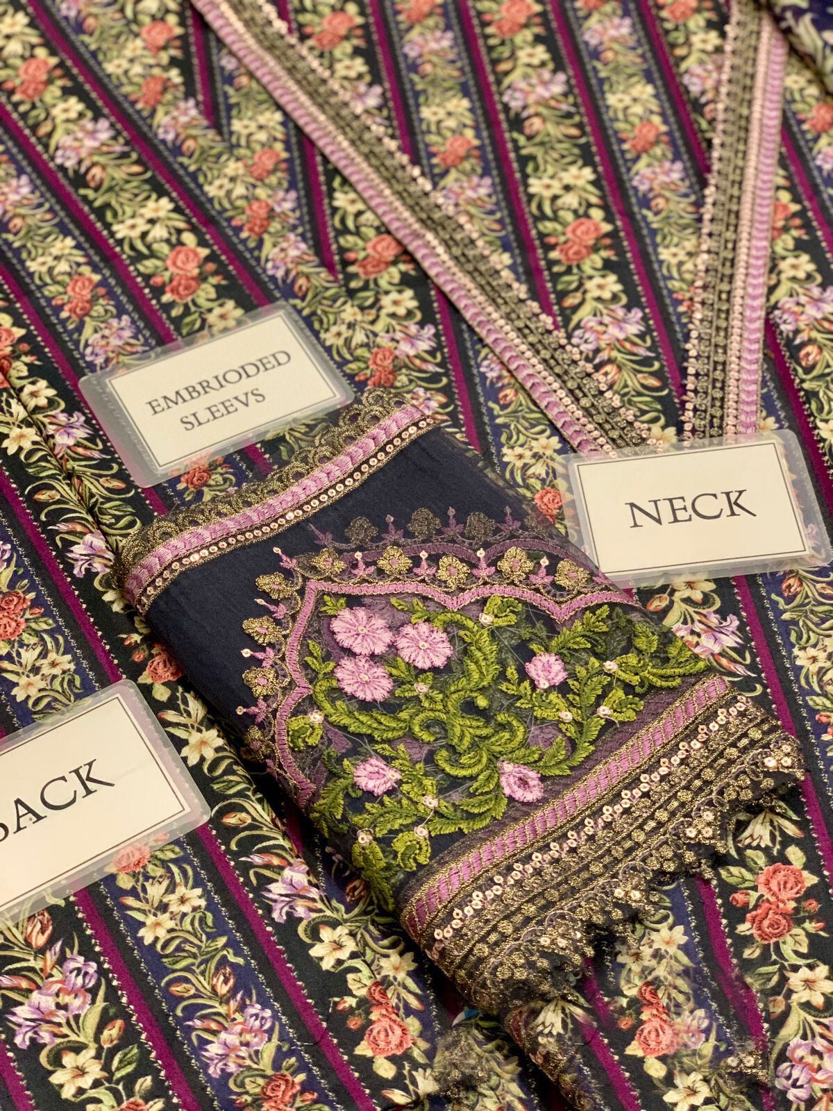 Radiant Charm - 3 Piece Embroidered Lawn Suit with Chiffon Dupatta