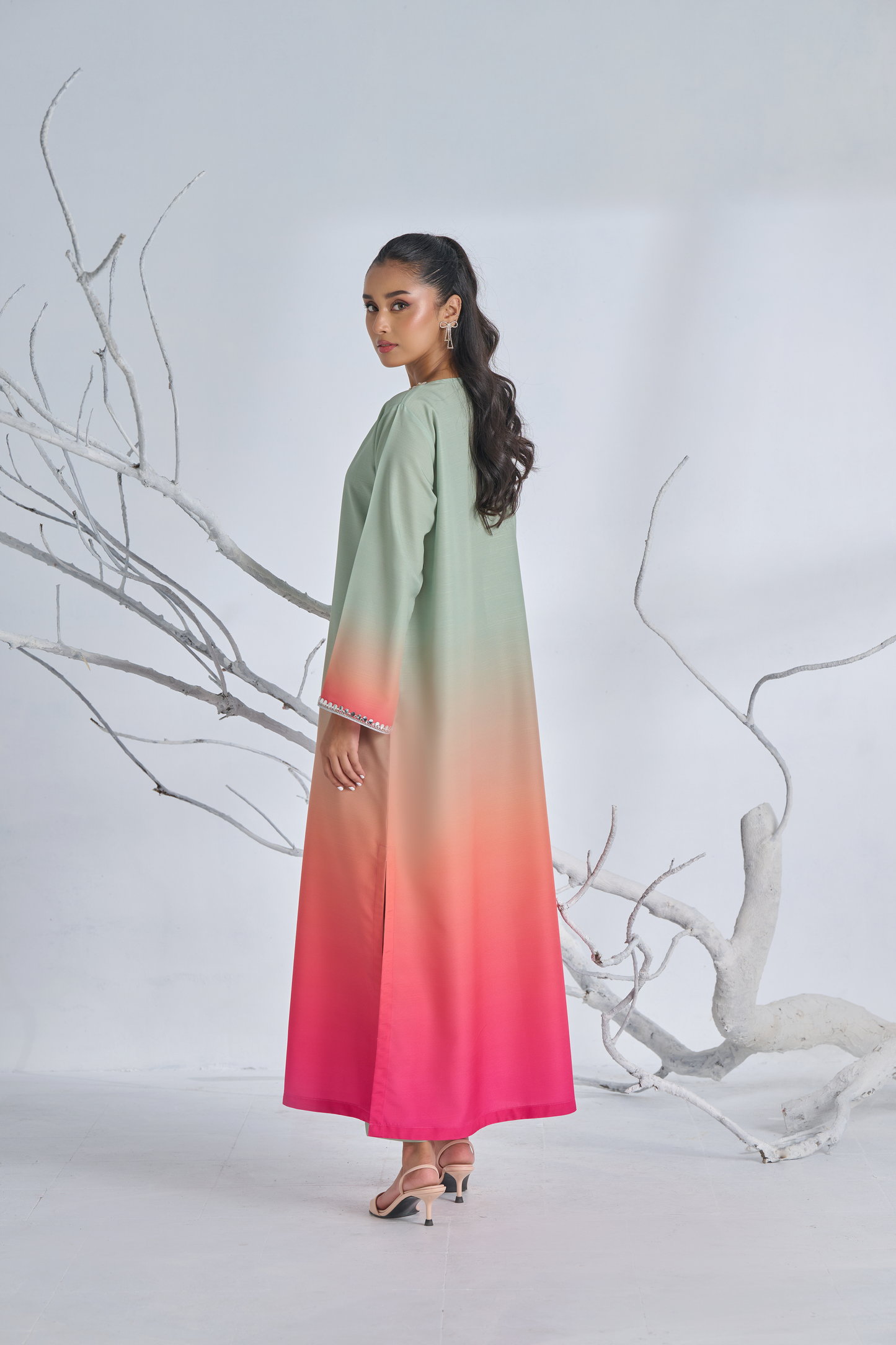 3-Piece Digital Print Silk Suit