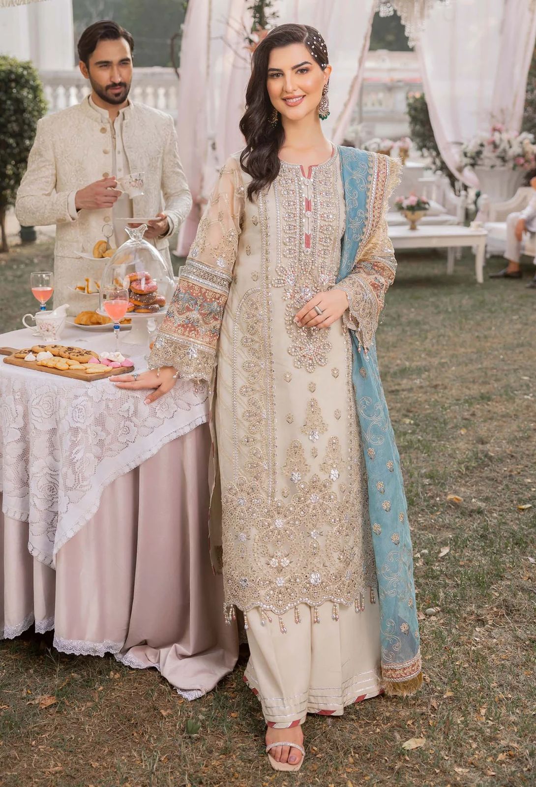 3 Piece Luxury Embroidered Organza Suit with Net Dupatta