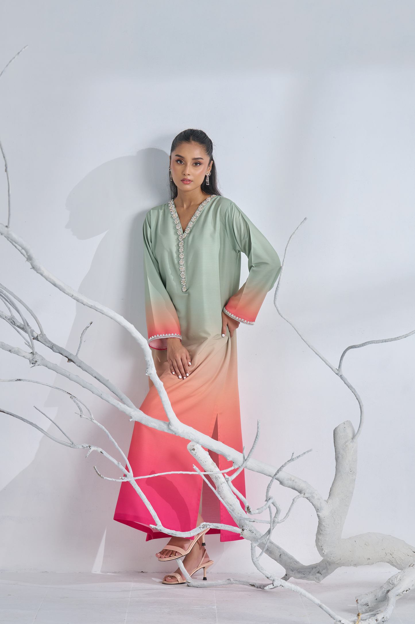 3-Piece Digital Print Silk Suit