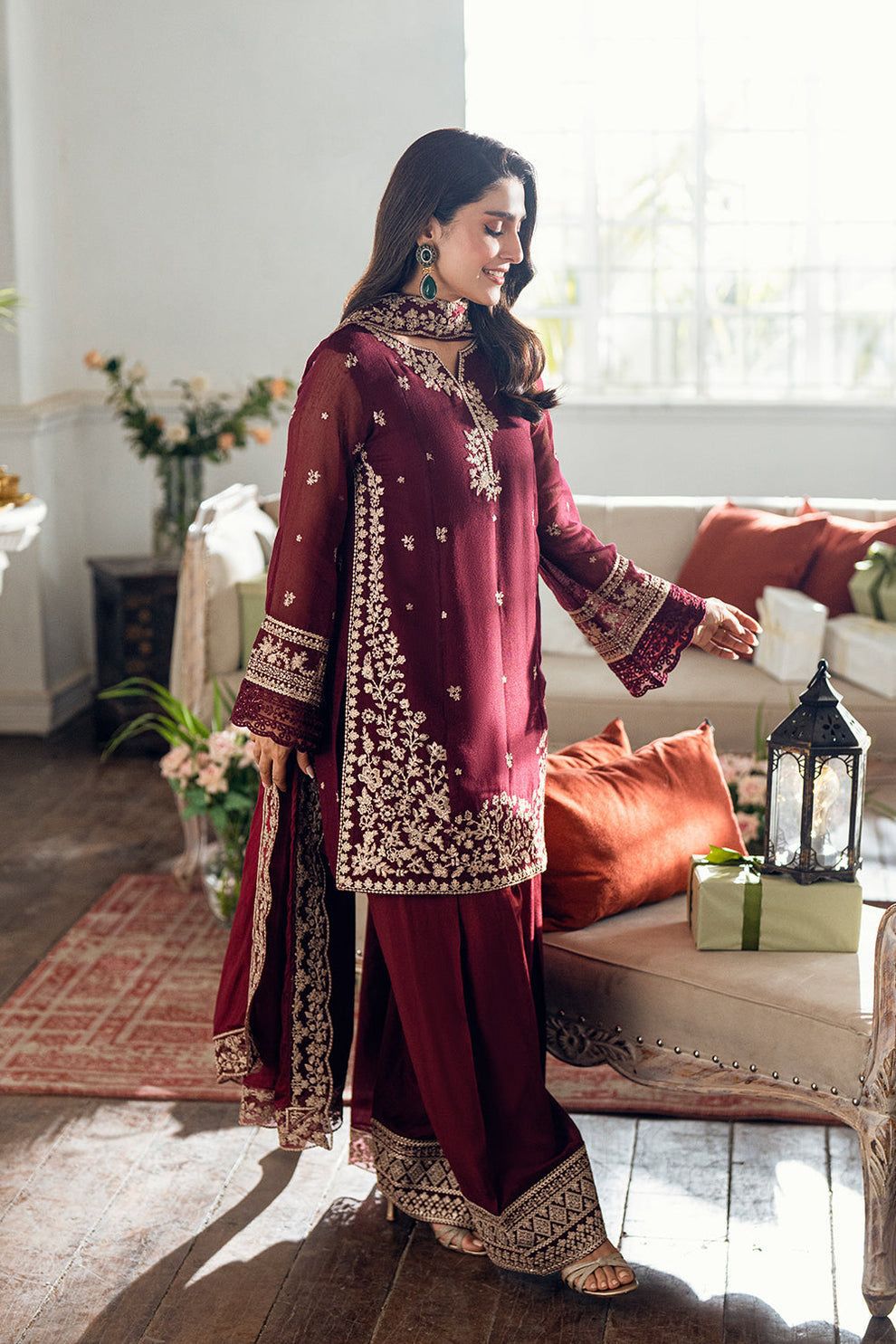 AZURE Chiffon | Heavy Embroidered Luxury Suit | Ready-to-Wear Suit