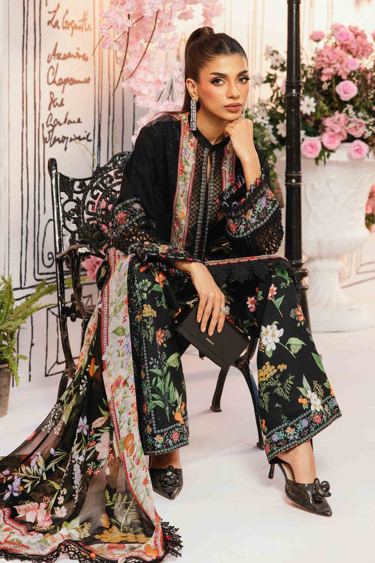 03-Piece MARIA B – M Print Lawn Embroidered Suit Stitched