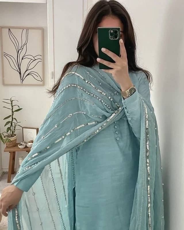 Designer Fancy Wrinkled Delta Fabric Top And Dupatta With Lace Work Umbrella Plazo Fit