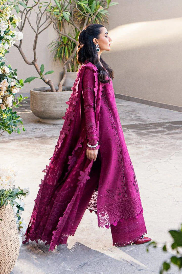 3 Piece Embroidered Lawn Suit with Laser-Cut Detailing & Organza Dupatta