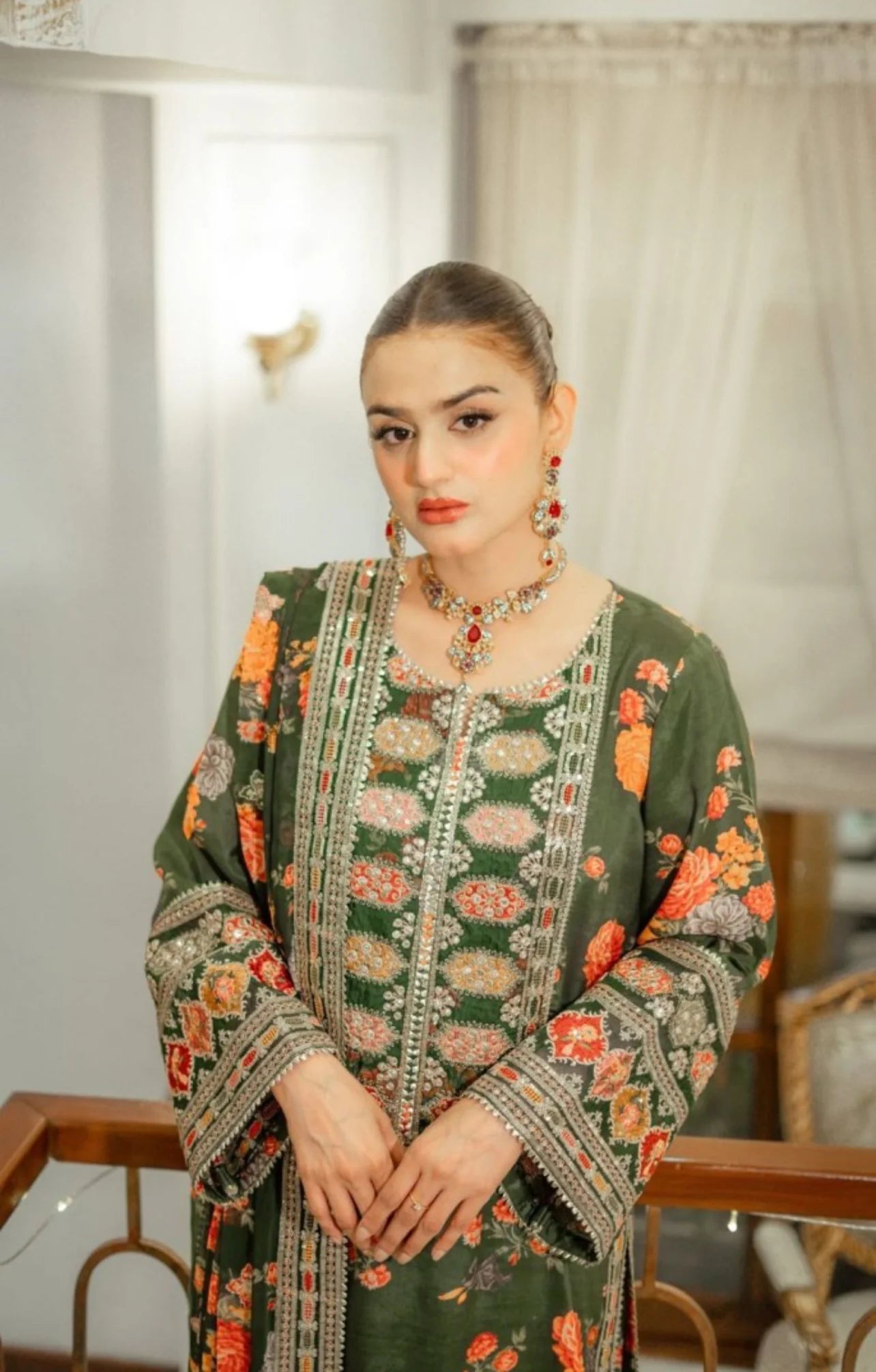 Unstitched Silk Suit with Silk Dupatta
