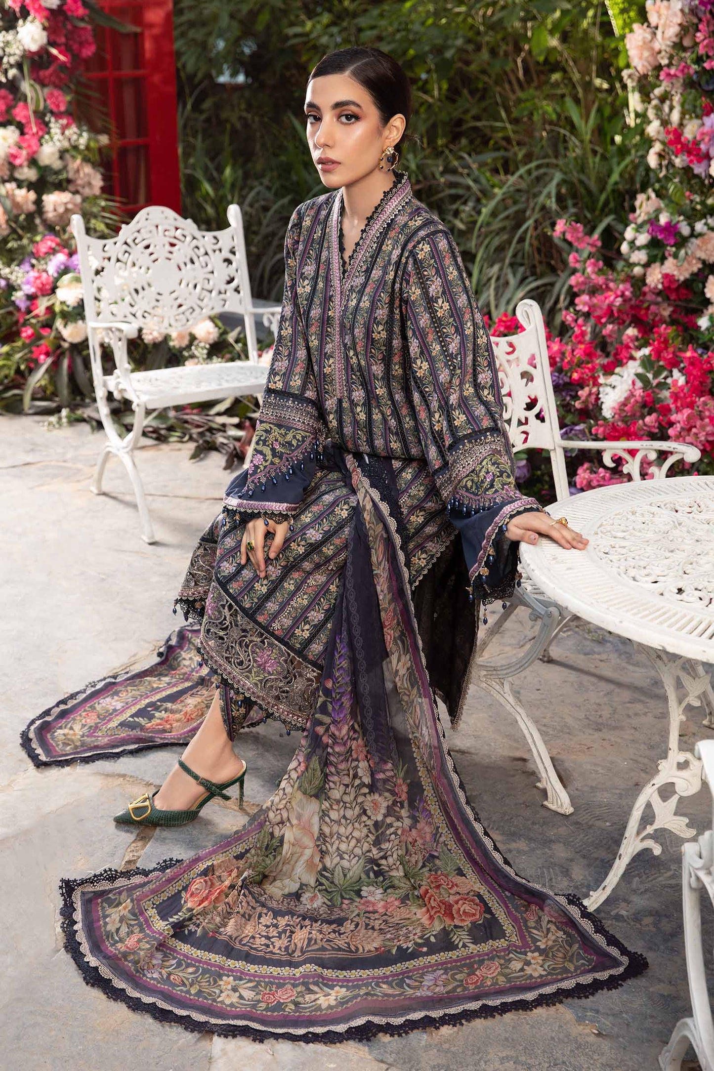 Radiant Charm - 3 Piece Embroidered Lawn Suit with Chiffon Dupatta