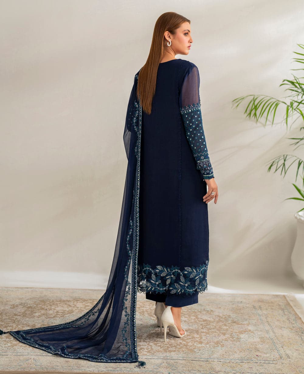 Sapphire – stitched Chiffon Suit with Malai Trouser