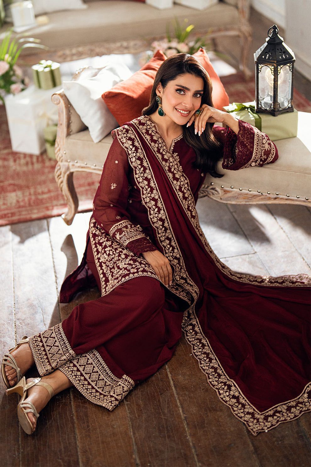 AZURE Chiffon | Heavy Embroidered Luxury Suit | Ready-to-Wear Suit