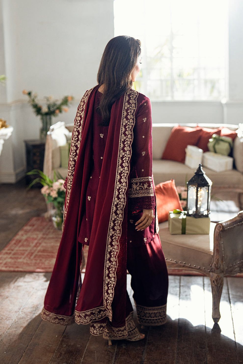 AZURE Chiffon | Heavy Embroidered Luxury Suit | Ready-to-Wear Suit