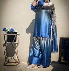 3 Piece Satin Silk Suit with Contrast Dupatta