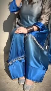 3 Piece Satin Silk Suit with Contrast Dupatta