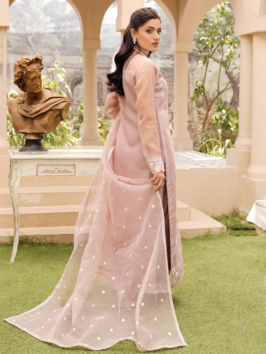 03-Piece Heavy Embroidered Organza Silk Suit Ready To Wear