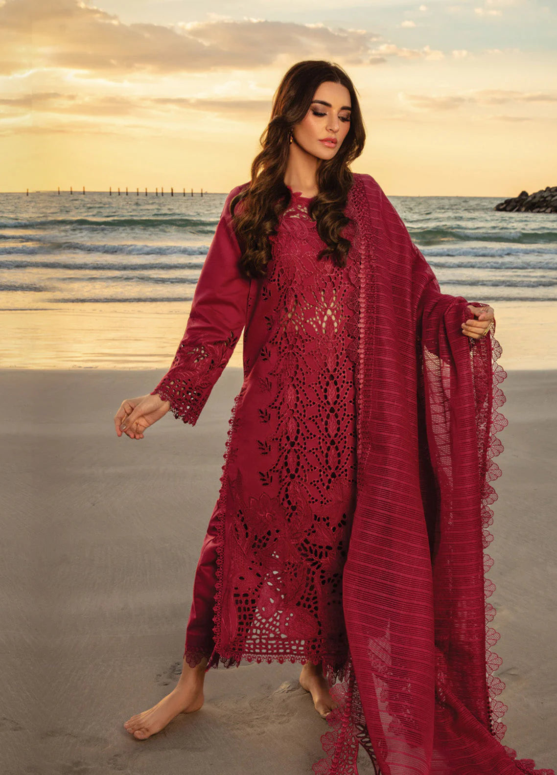 3 Piece Luxury Chikankari Lawn Suit with Khaddi Net Dupatta