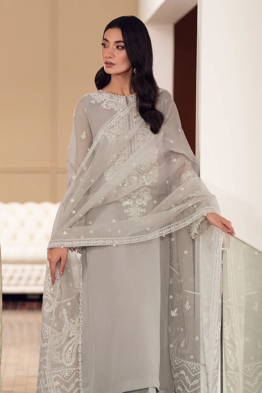 Elegant Semi Pure Chiffon & Soft Net Ensemble