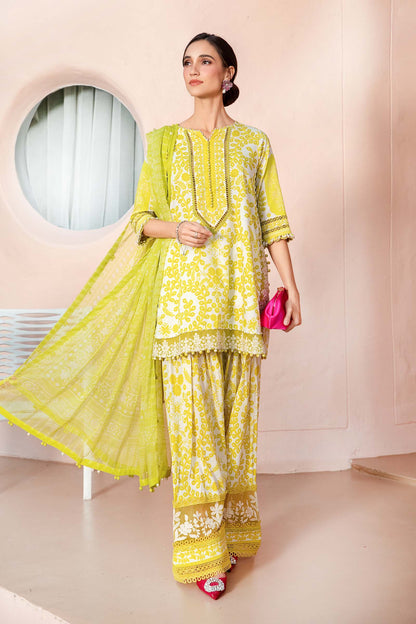 3 Piece Printed Lawn Suit with Chiffon Dupatta