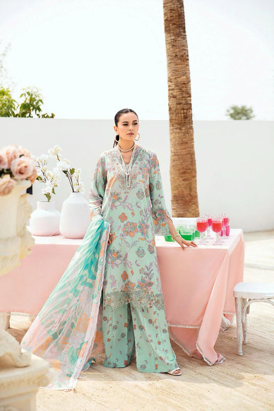 3 Piece Printed Lawn Suit with Embroidered Detailing & Chiffon Dupatta