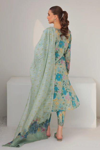 3 Piece Embroidered Lawn Suit with Chiffon Dupatta