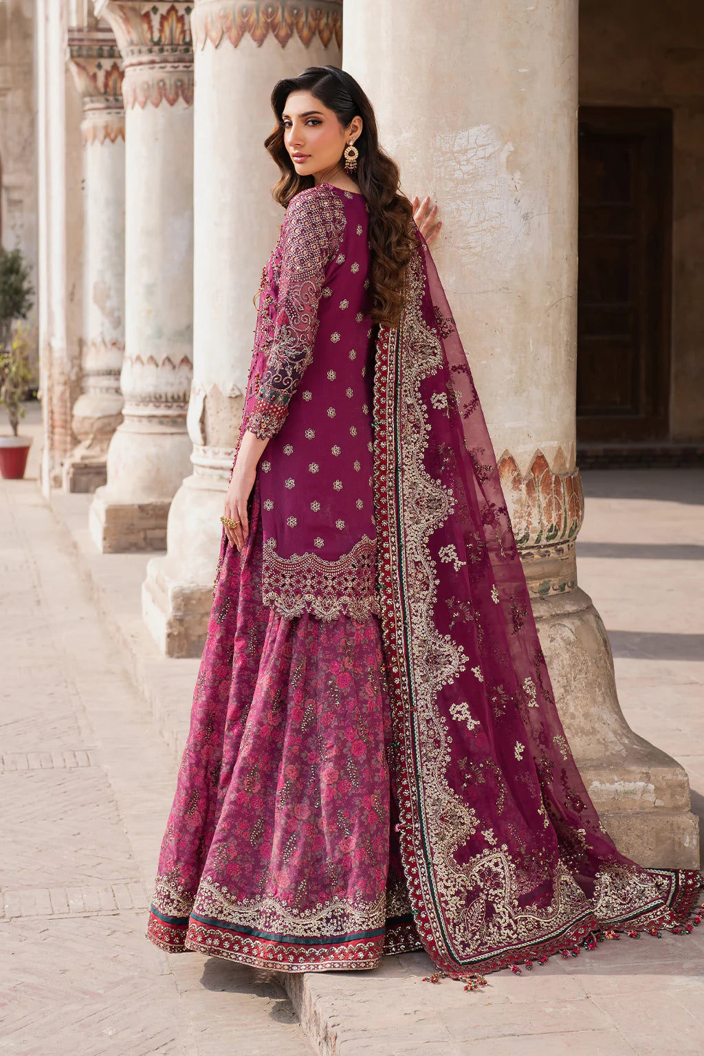 3 Piece Embroidered Net Suit with Organza Dupatta