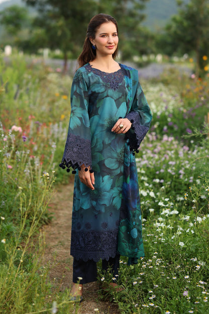Baroque – Premium Lawn 3PC with 3D Voile Dupatta (stitched)