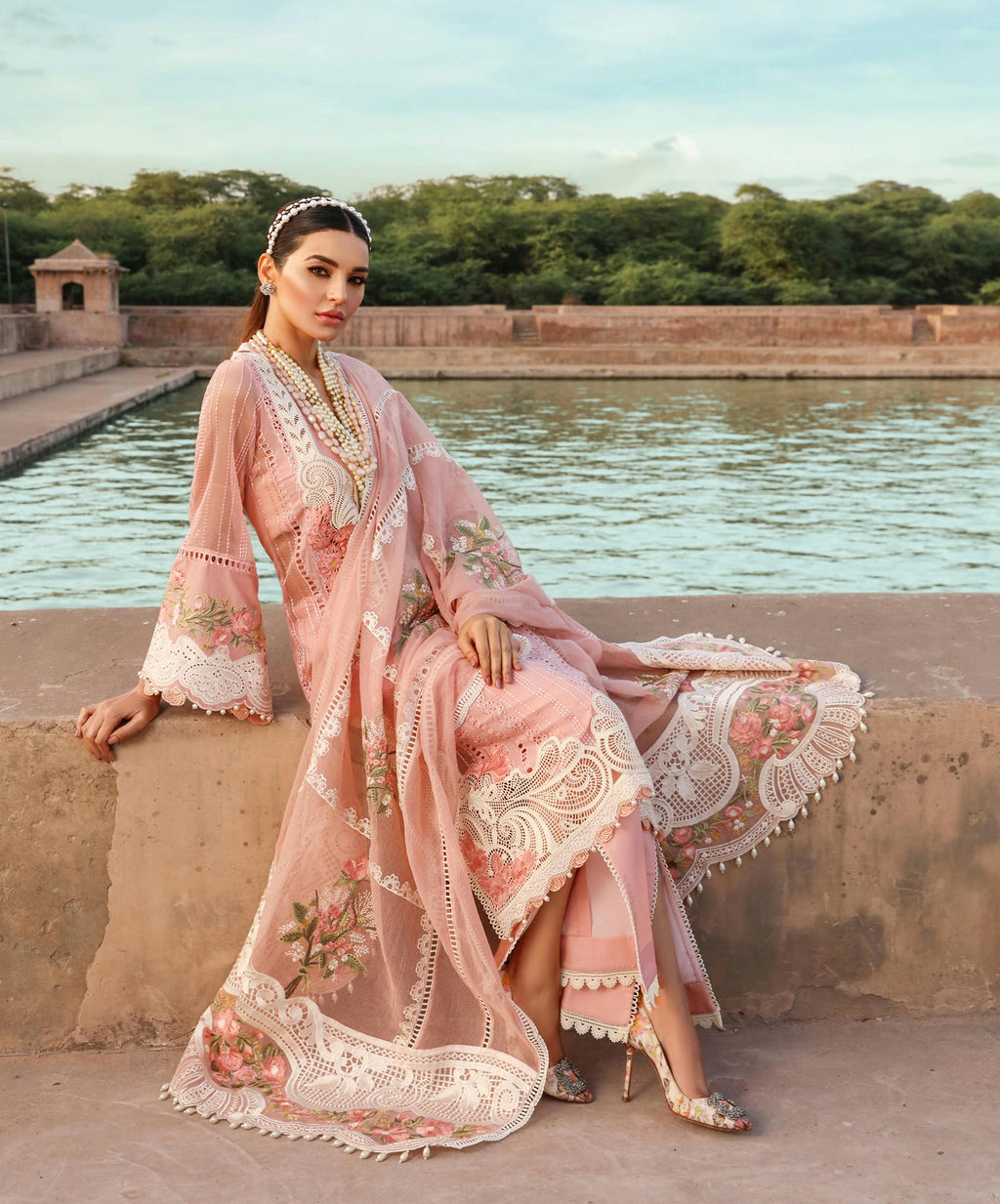 03 Piece - Rosy (Cotton & Organza)