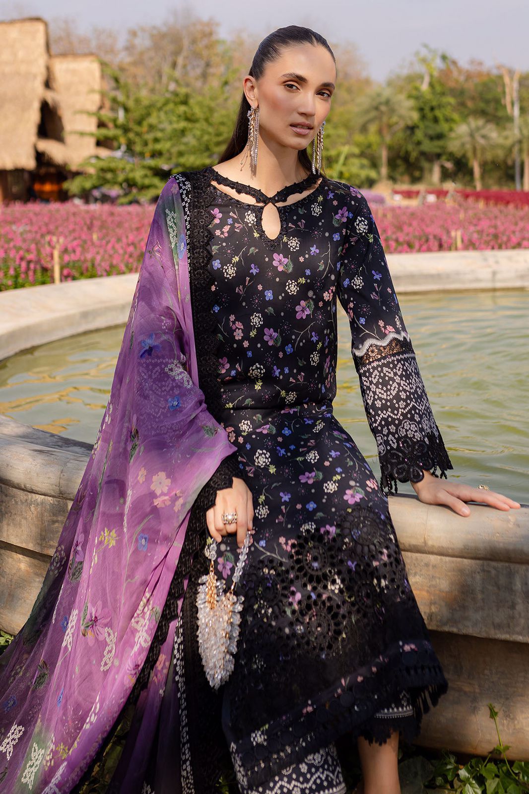 Nureh Lawn Collection 2025 | stitched 3-Piece Suit