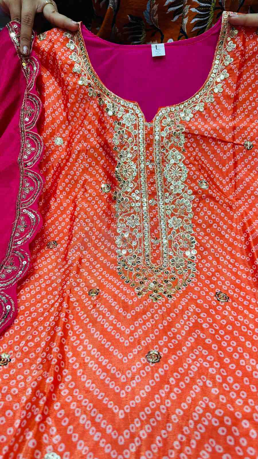 NEW ARRIVAL CHINON SILK EMBROIDERY SEQUENCE WITH DIGITAL PINT WORK TOP BOTTOM WITH DUPATTA RANI