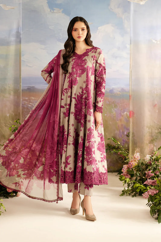 3 Piece Digital Printed Luxury Lawn Suit with Chiffon Dupatta
