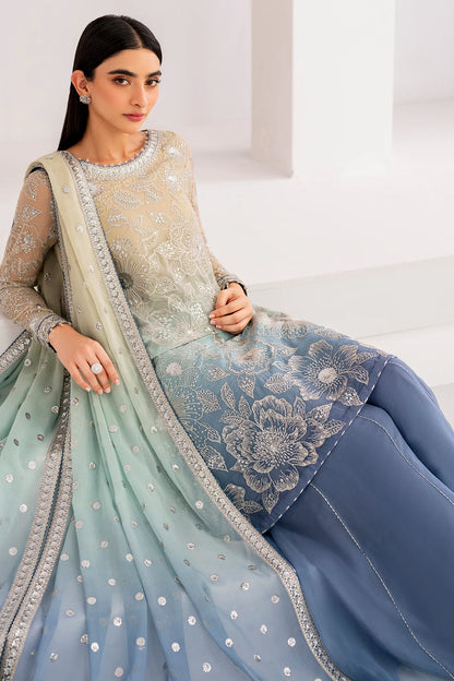 3 Piece Chiffon Suit with Malai Trouser & Dupatta