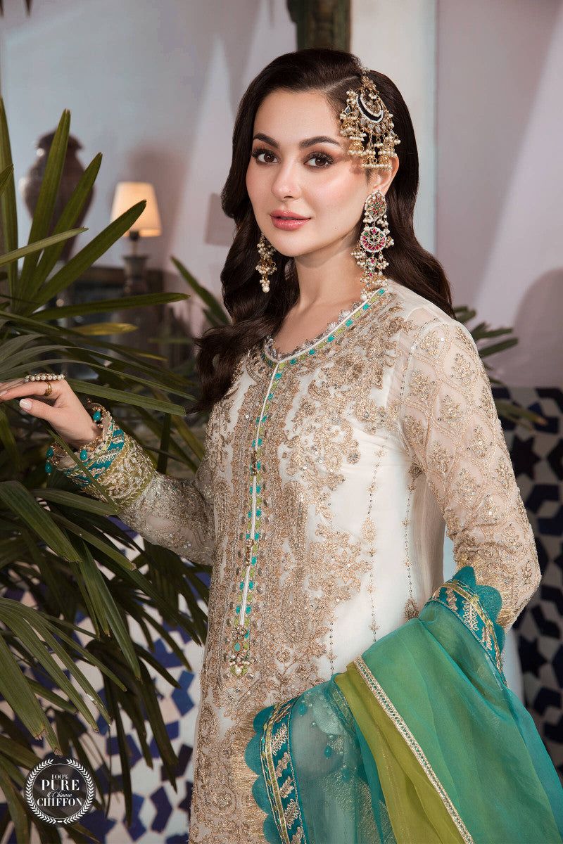 3 Piece Semi Pure Chiffon Suit with Net Dupatta