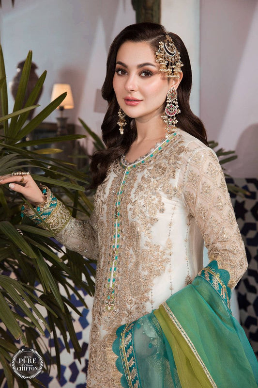 3 Piece Semi Pure Chiffon Suit with Net Dupatta