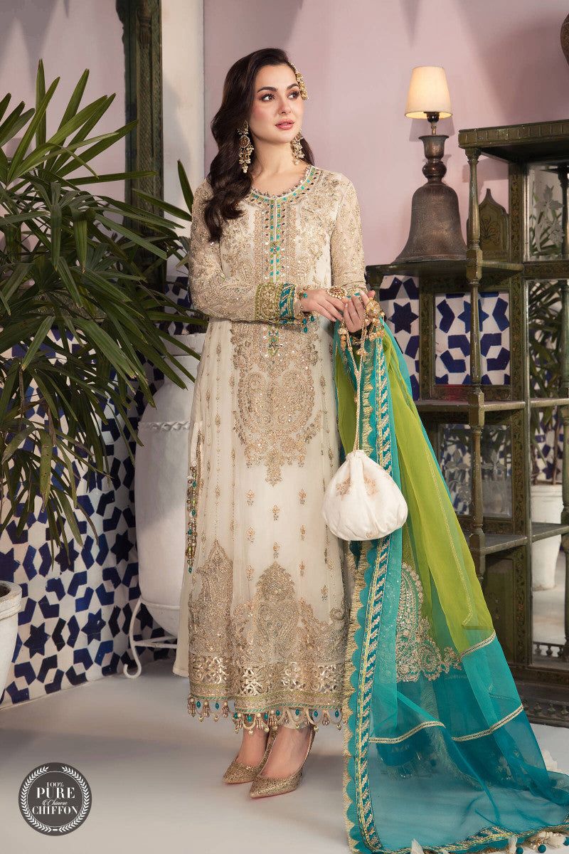 3 Piece Semi Pure Chiffon Suit with Net Dupatta