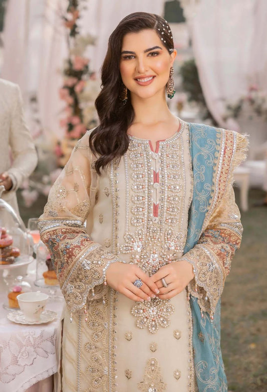 3 Piece Luxury Embroidered Organza Suit with Net Dupatta