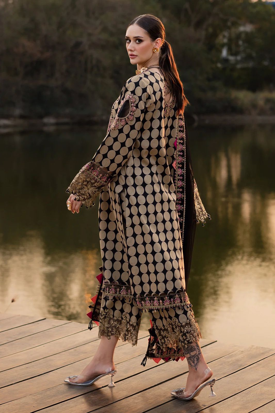 3 Piece Embroidered Lawn Suit with Chiffon Dupatta