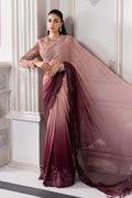 MARIA B Net Saree |Luxury Embroidered with 3D Flowers & Stone Work