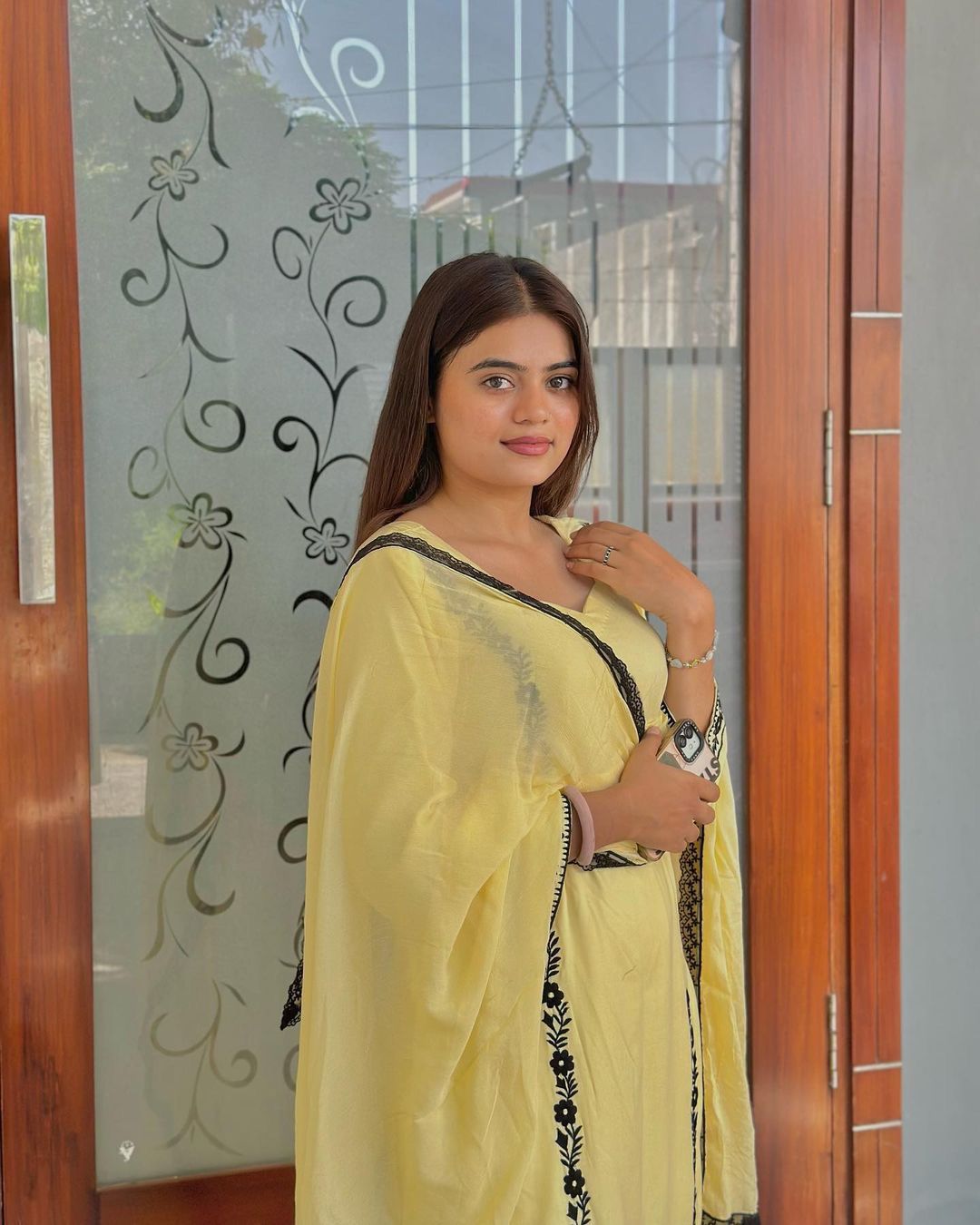 DESIGNER RAYON EMBRODIERY WORK TOP BOTTOM WITH DUPATTA YELLOW