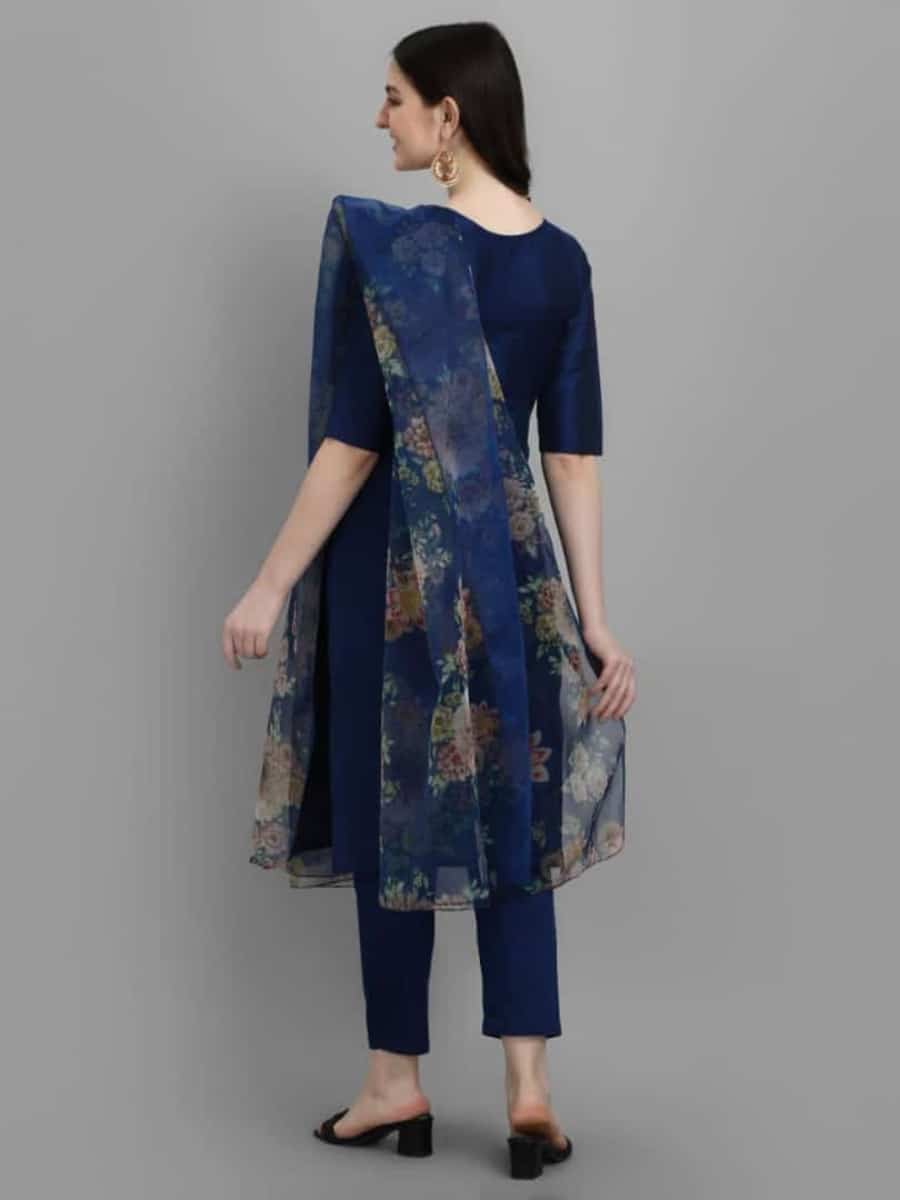 FORMAL WEAR SILK EMBROIDERY WORK TOP BOTTOM WITH DUPATTA BLUE