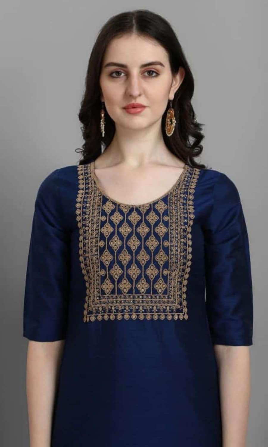 FORMAL WEAR SILK EMBROIDERY WORK TOP BOTTOM WITH DUPATTA BLUE