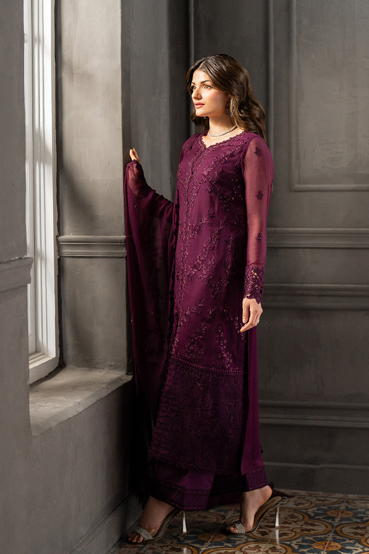 3-Piece Embroidered Formal Suit with Silk Trouser