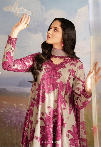 3 Piece Digital Printed Luxury Lawn Suit with Chiffon Dupatta