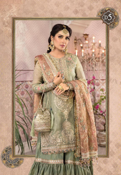 3 Piece Mysori Suit with Jamawar Trouser & Net Shawl