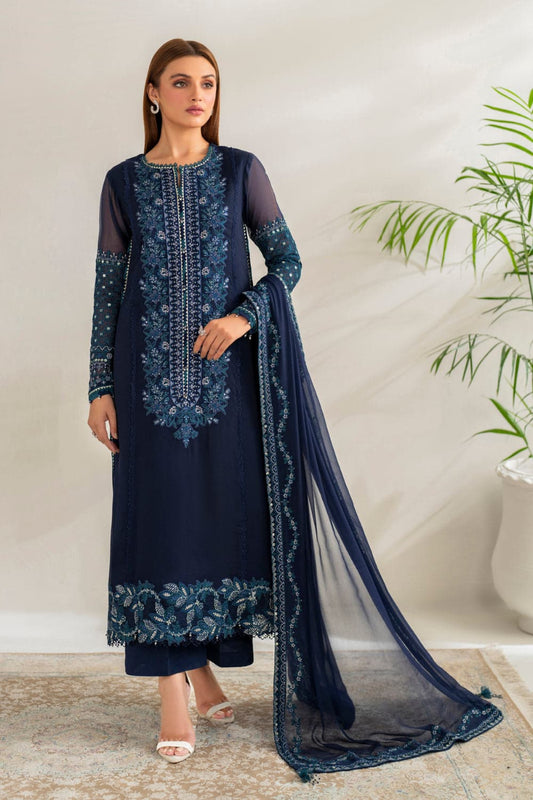 Sapphire – stitched  Chiffon Suit with Malai Trouser