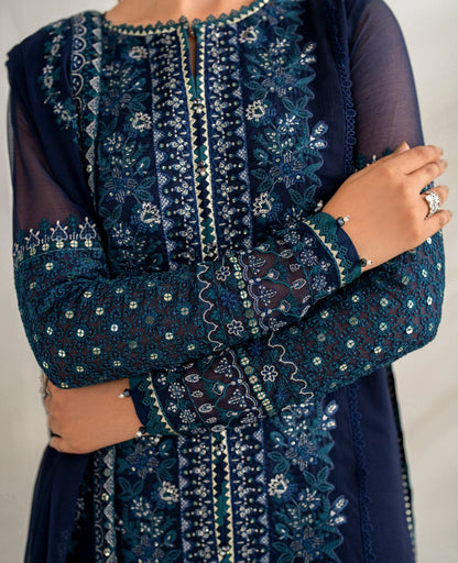 Sapphire – stitched  Chiffon Suit with Malai Trouser
