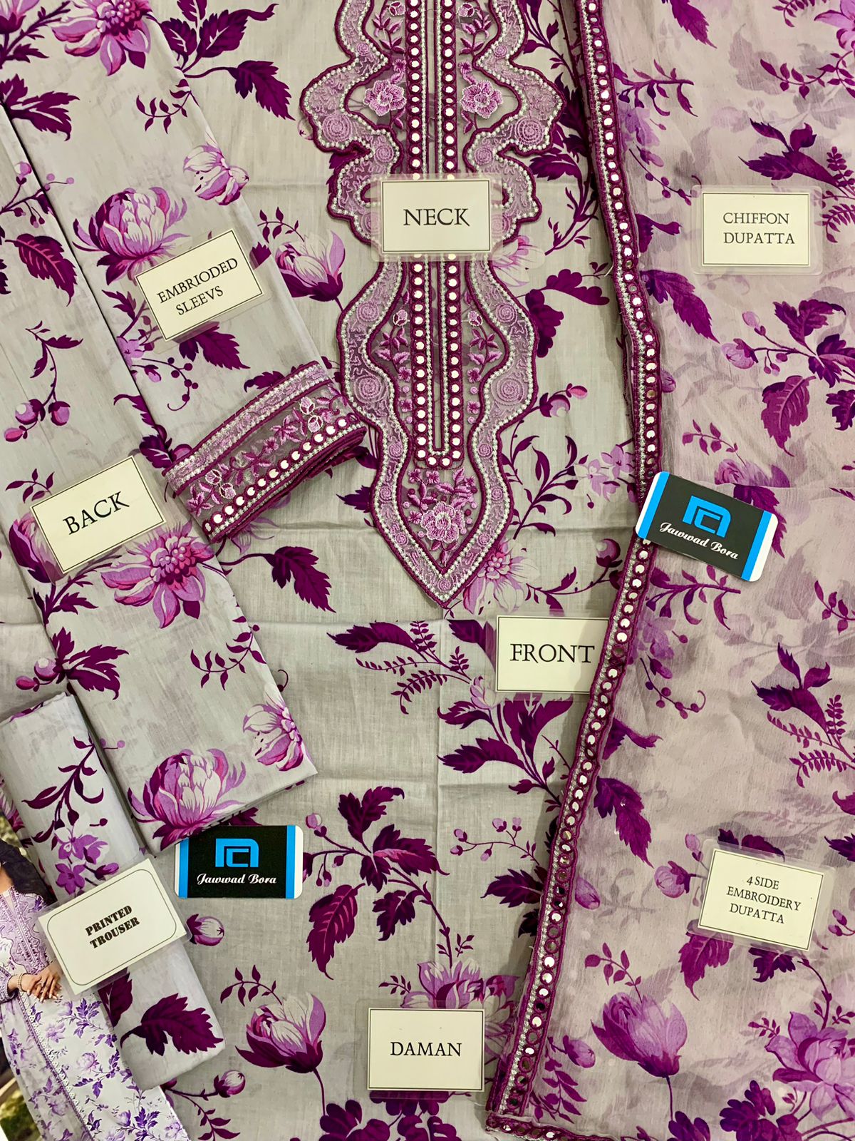 Aneela's Luxury Lawn Embroidered 3 Piece Stitched Suit