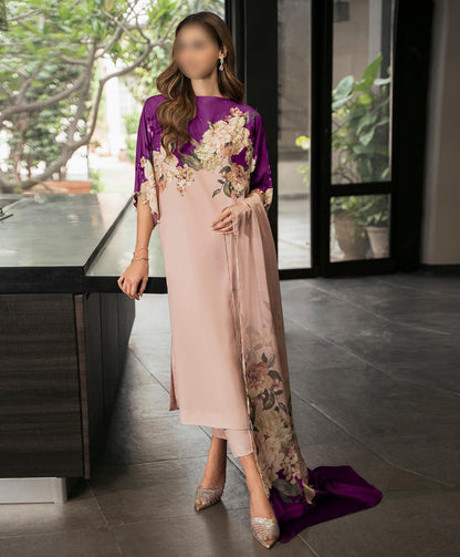 3-Piece Digital Print Silk Suit