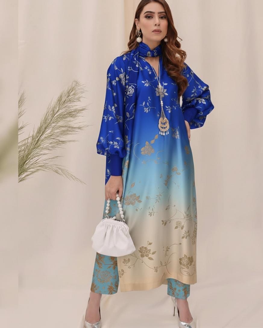 Most Demanding Digital Printed Shamoz Silk 3-Piece Suit