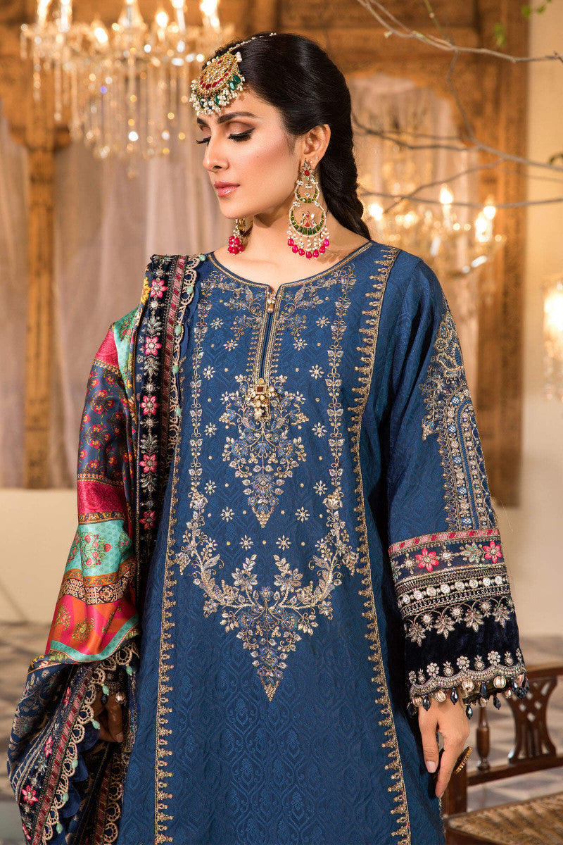 3 Piece Heavy Embroidered Chiffon Suit with Silk Dupatta