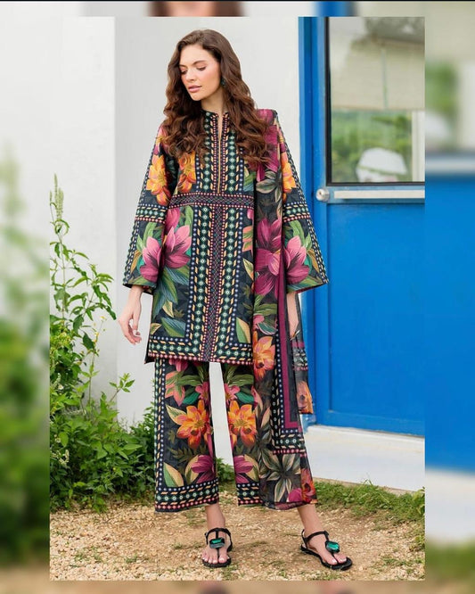 3 Piece Printed Lawn Suit with Lawn Dupatta