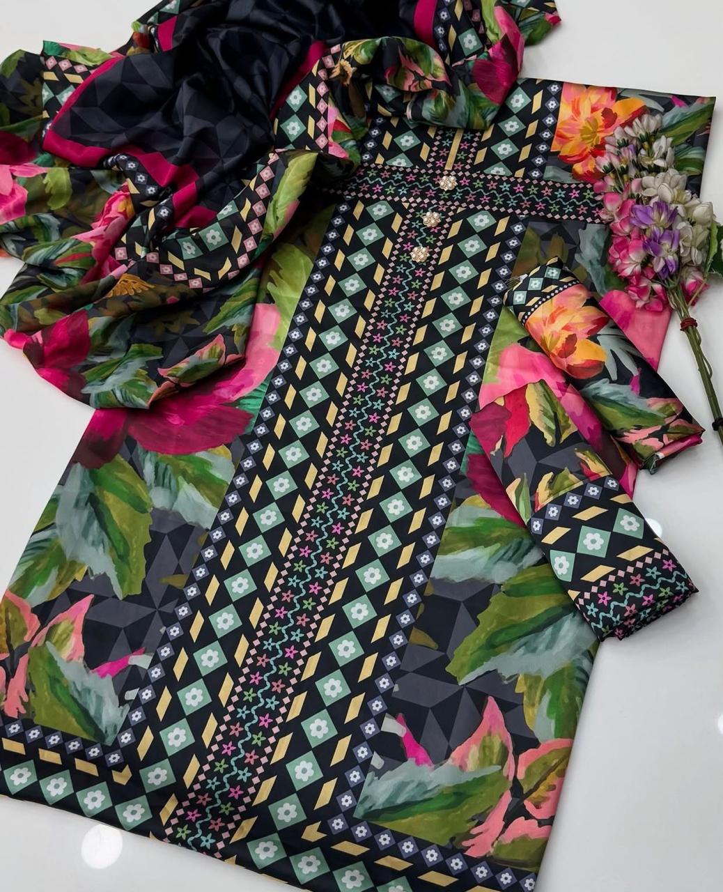 3 Piece Printed Lawn Suit with Lawn Dupatta